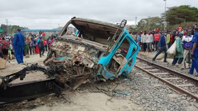Photo of Grisly tragic train lorry accident at Kware near Donlhom.